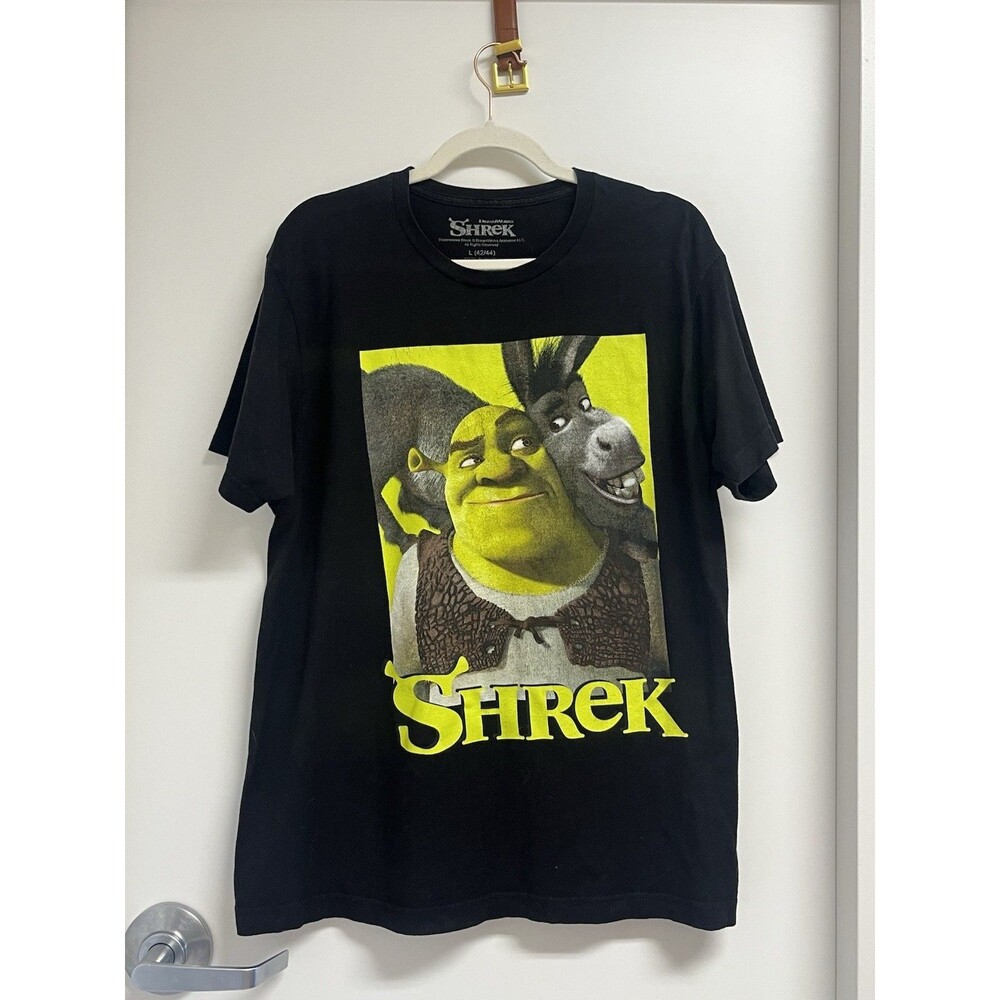 Dreamworks Shrek And Donkey T-Shirt Men's L Short Sleeve Crew Neck Black Green